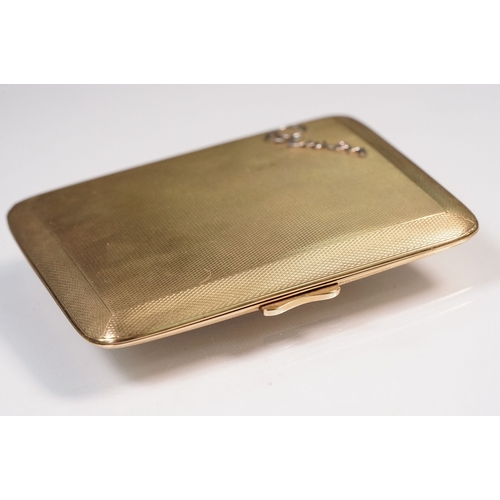 12 - Art Deco 9ct gold compact, together with a 9ct gold cigarette case. The compact of octagonal form wi... 