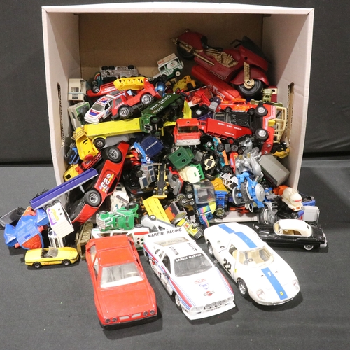66 - Quantity of play worn diecast, plastic and metal models to include Matchbox, Corgi, Burago, Polistil... 