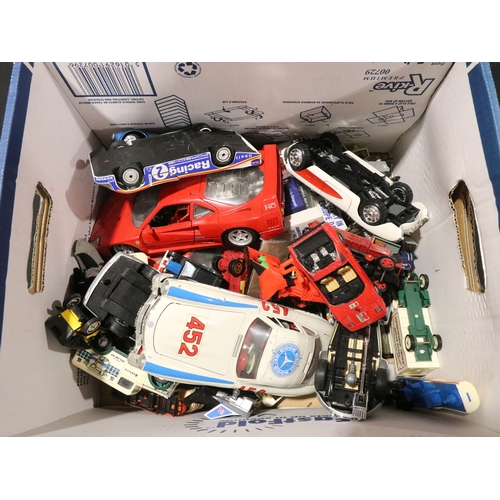 66 - Quantity of play worn diecast, plastic and metal models to include Matchbox, Corgi, Burago, Polistil... 