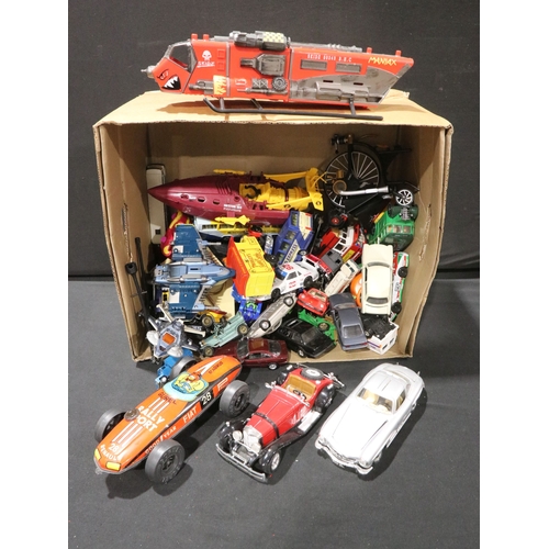 66 - Quantity of play worn diecast, plastic and metal models to include Matchbox, Corgi, Burago, Polistil... 