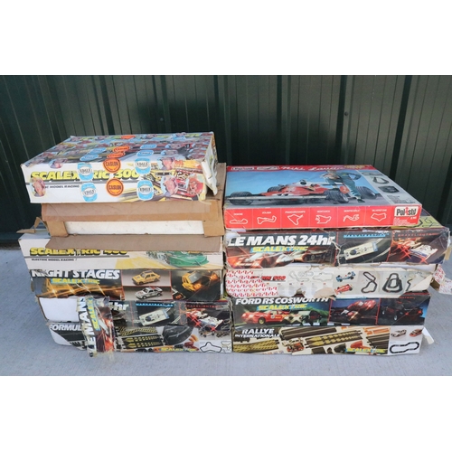 67 - Boxed Scalextric 300 set with both slot cars plus 10 x boxed slot car sets all without cars to inclu... 