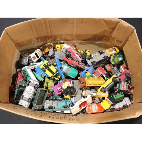 77 - Quantity of play worn diecast models to include Matchbox and Corgi mainly circa 1970s  featuring roa... 