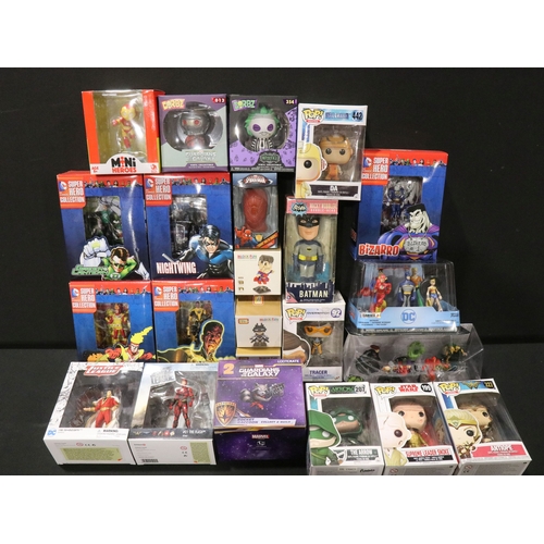 93 - 23 Boxed TV / Film / Superhero figures to include 5 x Funko Pop figures, Jakks Avengers Set, 5 x DC ... 