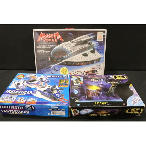 96 - Four boxed superhero /Sci Fi play sets to include Bluebird Manta Force Entire Space Battle Ship (unc... 