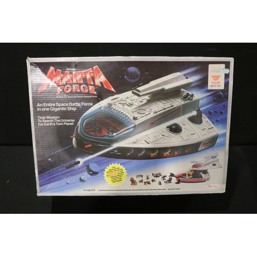 96 - Four boxed superhero /Sci Fi play sets to include Bluebird Manta Force Entire Space Battle Ship (unc... 