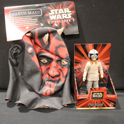 99 - Star Wars - 10 Boxed and carded Star Wars toys and collectables to include Hasbro Darth Vader Voice ... 