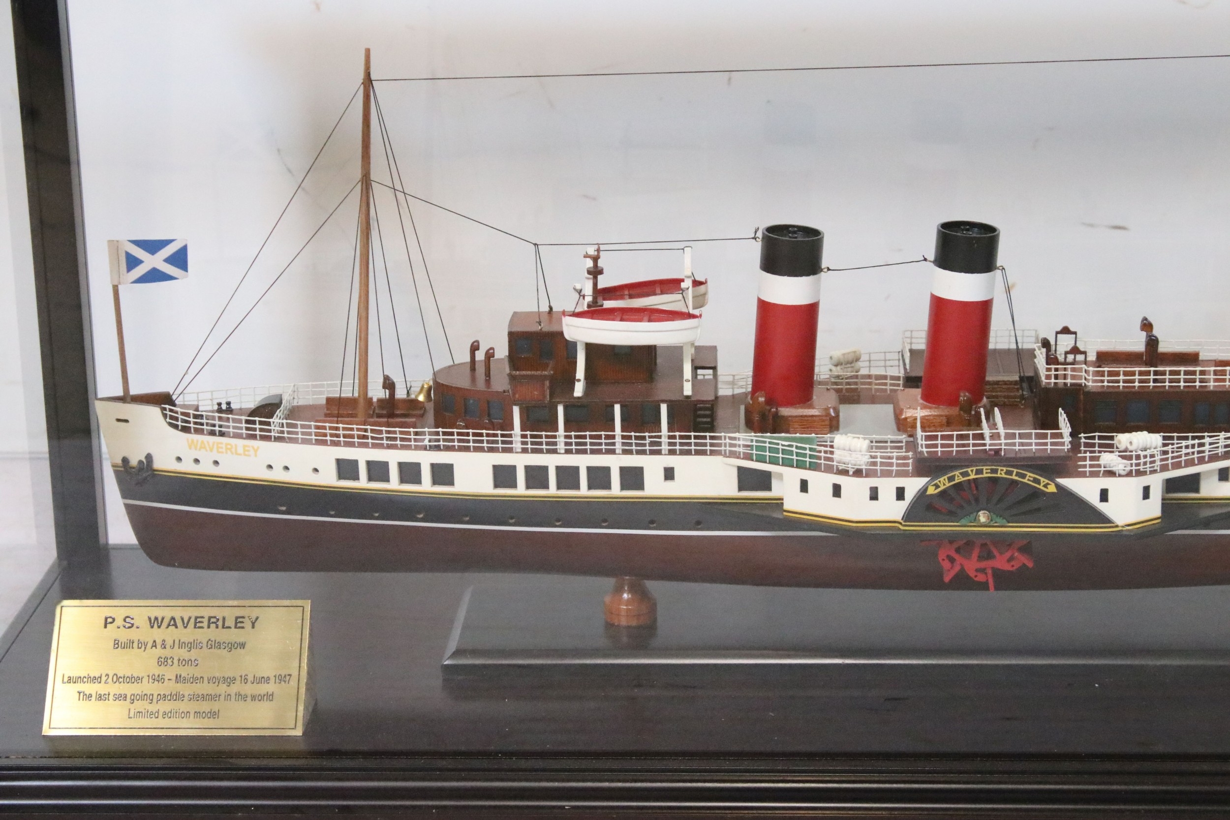 Limited Edition - PS Waverley model of a paddle steamer encased within ...