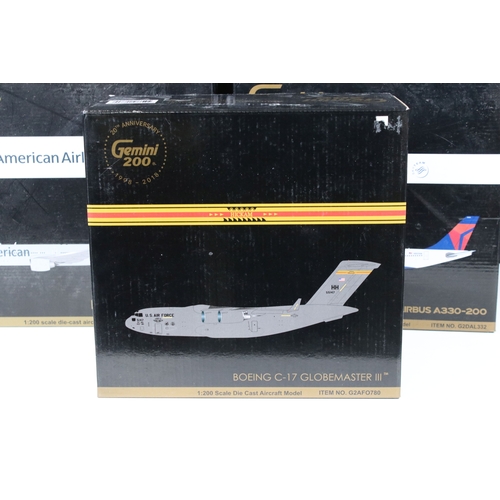 268 - Six boxed 1/200 Gemini 200 diecast model aircraft to include G2DAL332 Delta Airbus A330-200, G2AFO30... 