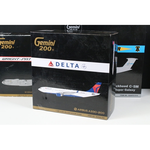 268 - Six boxed 1/200 Gemini 200 diecast model aircraft to include G2DAL332 Delta Airbus A330-200, G2AFO30... 
