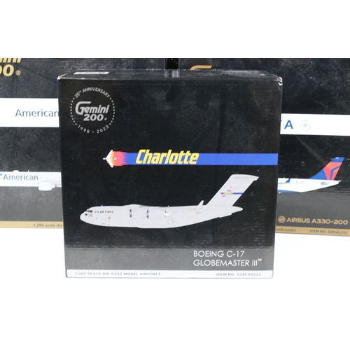 268 - Six boxed 1/200 Gemini 200 diecast model aircraft to include G2DAL332 Delta Airbus A330-200, G2AFO30... 