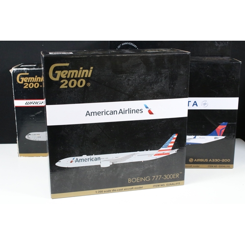 268 - Six boxed 1/200 Gemini 200 diecast model aircraft to include G2DAL332 Delta Airbus A330-200, G2AFO30... 