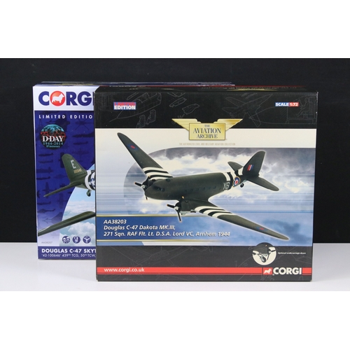 271 - Two boxed 1/72 Corgi Aviation Archive diecast model aircraft to include AA38203 Douglas C-47 Dakota ... 
