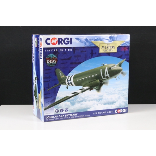 271 - Two boxed 1/72 Corgi Aviation Archive diecast model aircraft to include AA38203 Douglas C-47 Dakota ... 