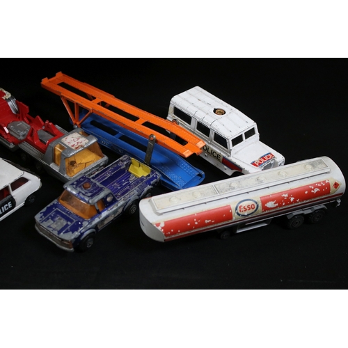 304 - Large collection of play worn diecast models to include Matchbox, Corgi, Siku etc (2 boxes)