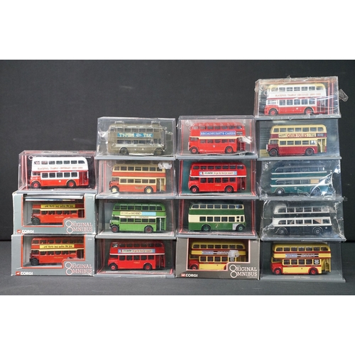 290 - 16 Boxed / cased Corgi Original Omnibus diecast model buses including Limited Edition examples, all ... 