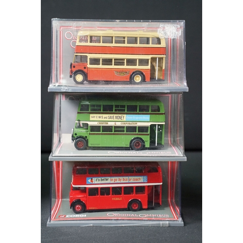 290 - 16 Boxed / cased Corgi Original Omnibus diecast model buses including Limited Edition examples, all ... 