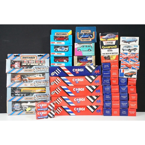 294 - 51 Boxed diecast models to include 4 x Matchbox Convoy Series, Matchbox MB Series, Corgi Ford Escort... 