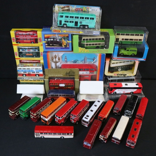 361 - 17 Boxed diecast model buses to include Britbus, Corgi, Souvenir example etc plus 18 x unboxed dieca... 