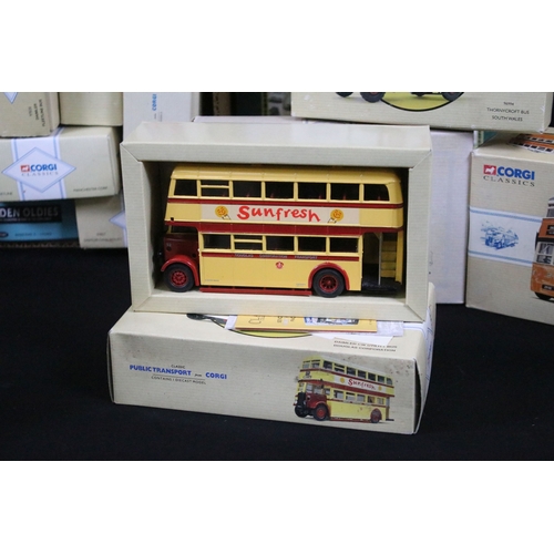 321 - 36 Boxed Corgi diecast models to include Public Transport, Commercials, Chipperfield Circus, Golden ... 