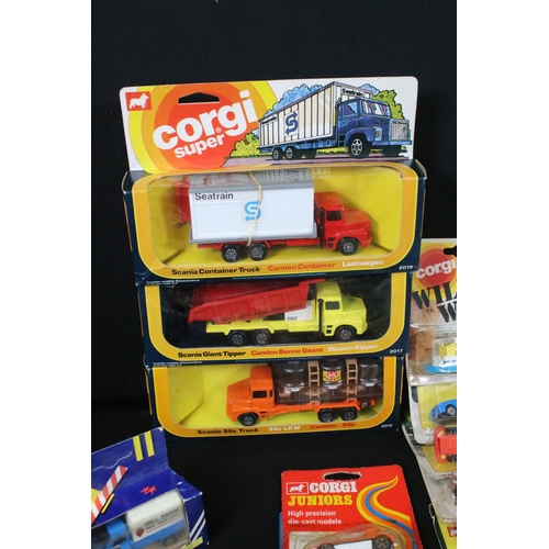 332 - 59 Carded / boxed Corgi & Corgi Junior diecast models to include 223 Safari, 113 Wild West, 105 Ford... 