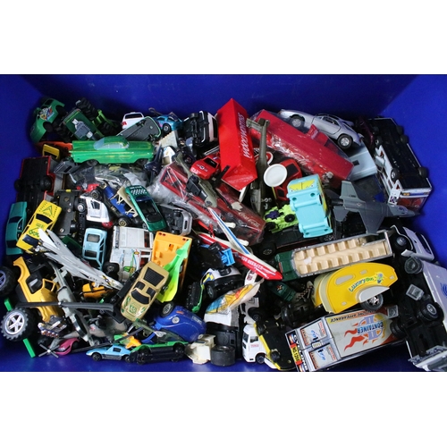 340 - Large collection of playworn diecast and plastic models to include Matchbox, Corgi, etc (2 Boxes)