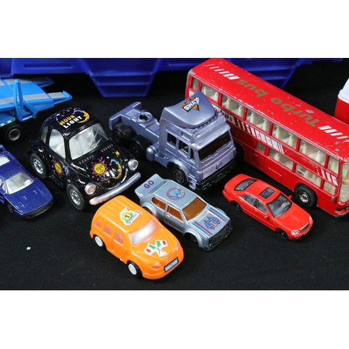 340 - Large collection of playworn diecast and plastic models to include Matchbox, Corgi, etc (2 Boxes)