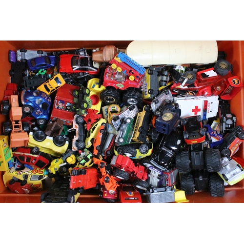 340 - Large collection of playworn diecast and plastic models to include Matchbox, Corgi, etc (2 Boxes)