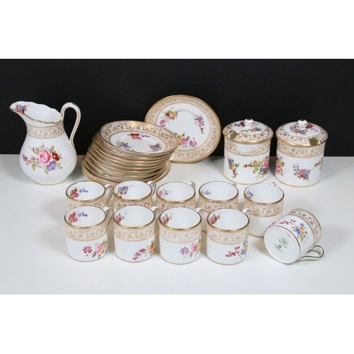 77 - Hammersley & Co part coffee set, having ten coffee cans and saucers, jug, preserve pots, decorated w... 
