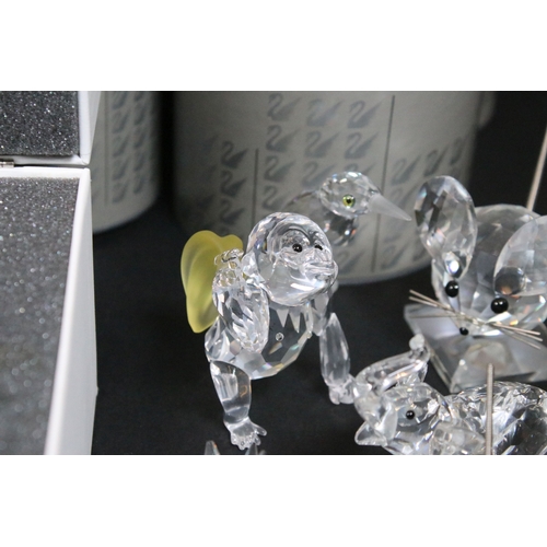 78 - Collection of Swarovski crystal animals, to comprise a duo of Foals, 7612, Turtle, 7661, Elephant, S... 