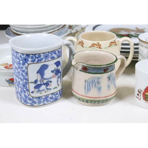 79 - Group of Victorian porcelain and pearlware plates, comprising a Davenport lustre example, transfer p... 