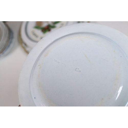 79 - Group of Victorian porcelain and pearlware plates, comprising a Davenport lustre example, transfer p... 