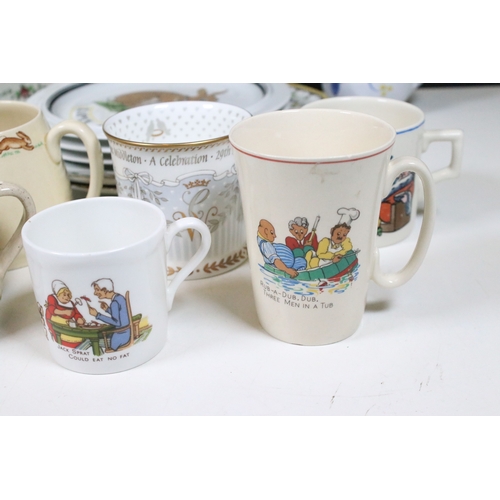 79 - Group of Victorian porcelain and pearlware plates, comprising a Davenport lustre example, transfer p... 