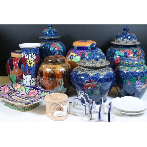 100 - Collection of Losol Ware, to include primarily lidded jars, examples to include Jazzette, Lustre and... 