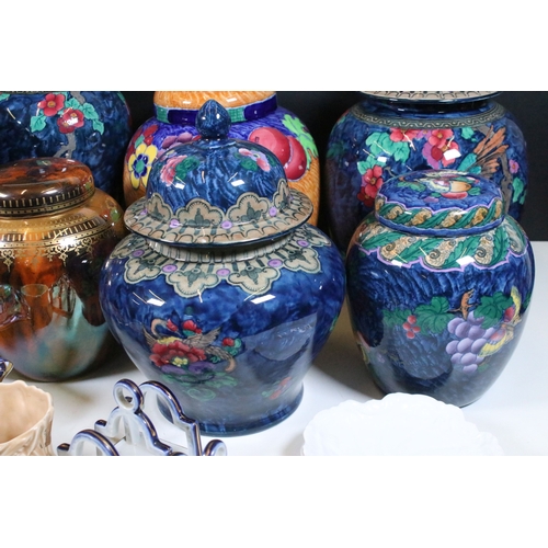 100 - Collection of Losol Ware, to include primarily lidded jars, examples to include Jazzette, Lustre and... 