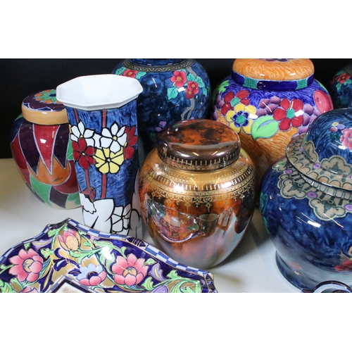 100 - Collection of Losol Ware, to include primarily lidded jars, examples to include Jazzette, Lustre and... 