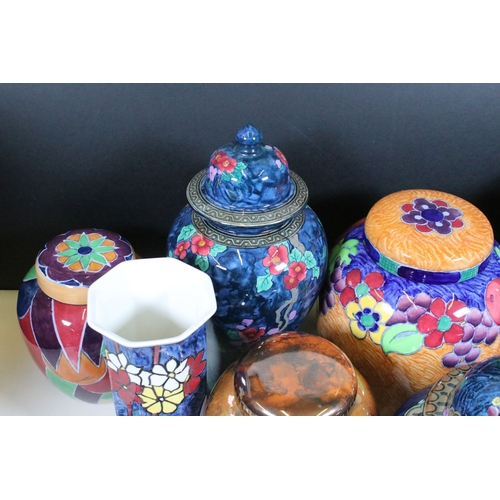100 - Collection of Losol Ware, to include primarily lidded jars, examples to include Jazzette, Lustre and... 