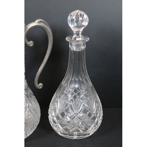 84 - Group of cut and moulded glass, to comprise primarily decanters, three of facetted square form, two ... 