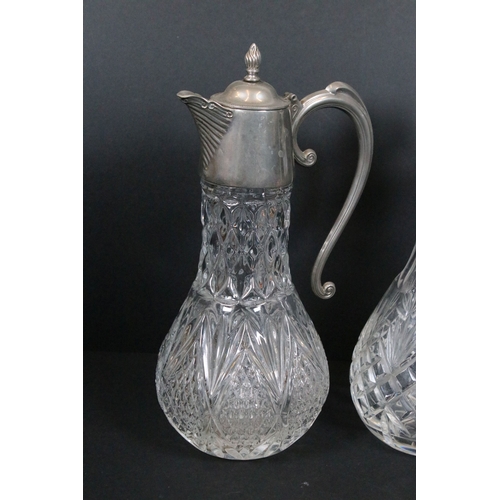 84 - Group of cut and moulded glass, to comprise primarily decanters, three of facetted square form, two ... 