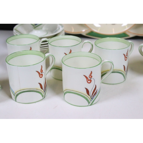 88 - Royal Doulton part coffee service, six place setting, together with Art Deco plate. Tallest measures... 