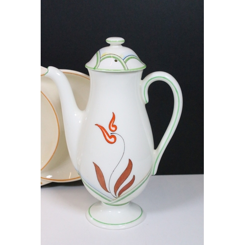 88 - Royal Doulton part coffee service, six place setting, together with Art Deco plate. Tallest measures... 