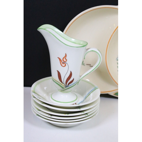 88 - Royal Doulton part coffee service, six place setting, together with Art Deco plate. Tallest measures... 
