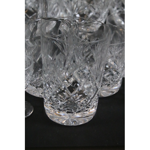 105 - Collection of Royal Brierley glassware and art glass, to include glasses, decanter, jug and swan fig... 