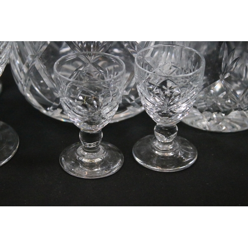 105 - Collection of Royal Brierley glassware and art glass, to include glasses, decanter, jug and swan fig... 