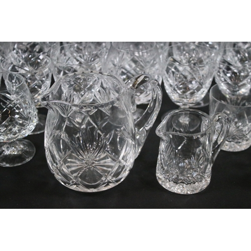 105 - Collection of Royal Brierley glassware and art glass, to include glasses, decanter, jug and swan fig... 
