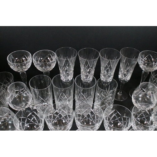 105 - Collection of Royal Brierley glassware and art glass, to include glasses, decanter, jug and swan fig... 