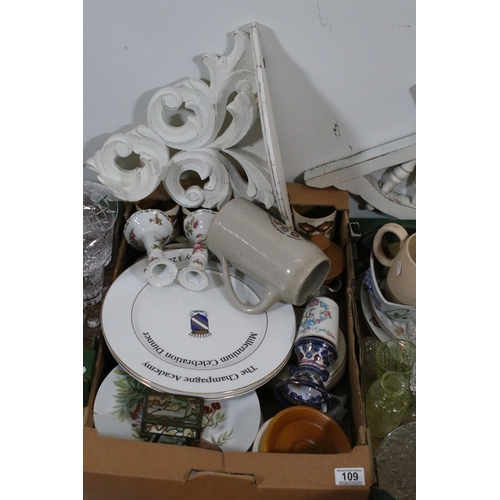 109 - Collection of mixed ceramic, glass, metal and wooden items, to include one Villeroy & Boch 'Old Luxe... 