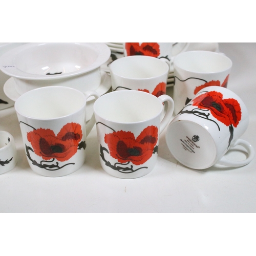 111 - Wedgwood 'Corn Poppy' (Susie Cooper design) patterned part dinner and tea set, to include tea and co... 