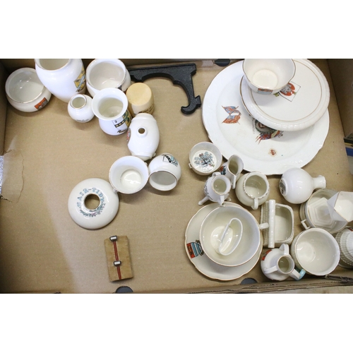 114 - Assortment of mixed ceramics, to include fifty-two Goss crested china souvenirs, one Bristol semi po... 