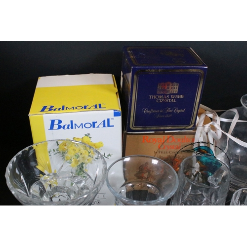 115 - Assortment of mixed glassware, to include six boxed fruit dishes, one boxed Balmoral vase, two boxed... 