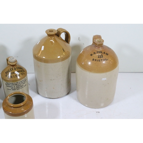 423 - Group of eight stoneware bottles and jars, to comprise examples for 'Pickup Bristol' and 'Powell Bri... 